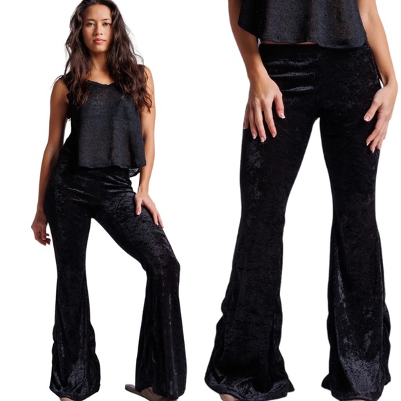 Kucoon Designs Black Velvet Flair Pants - Picture 11 of 15